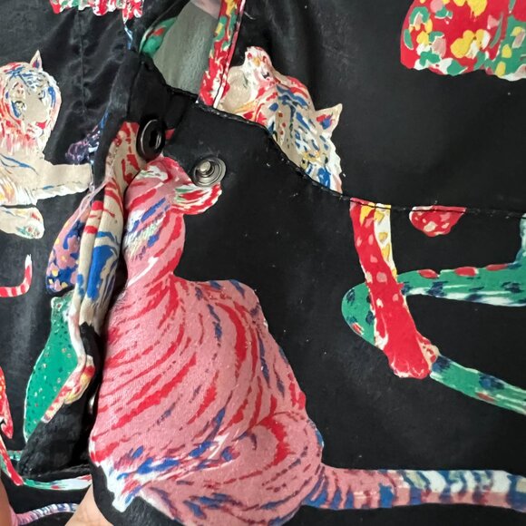 Zara tiger print black satin cuffed  long sleeves dress size medium - Picture 5 of 10